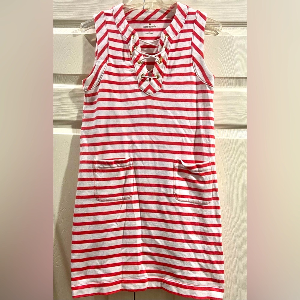 KATE SPADE New York Women’s Classic Red and White Striped Dress Sz Small